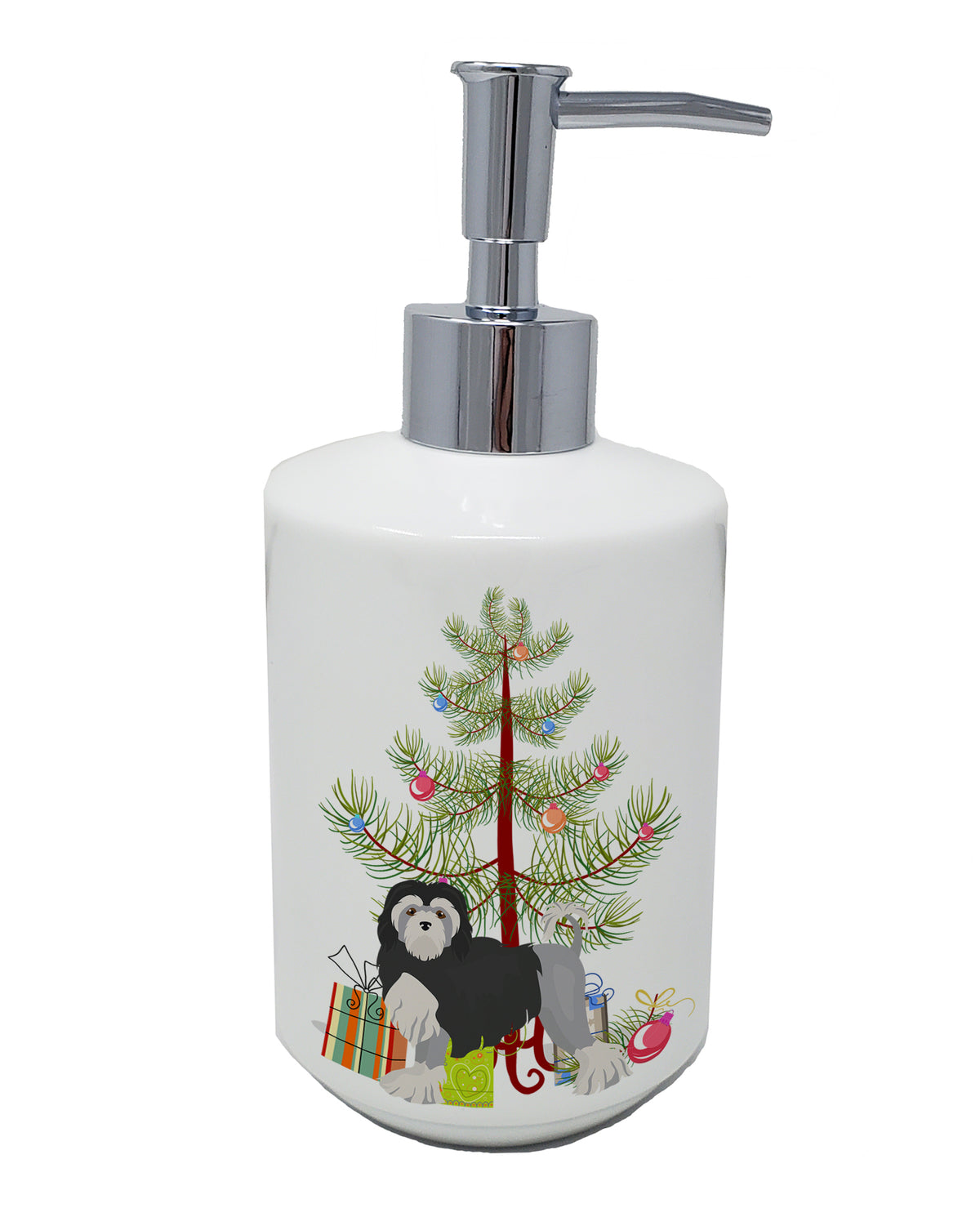 Buy this Lowchen or Little Lion Dog Christmas Tree Ceramic Soap Dispenser