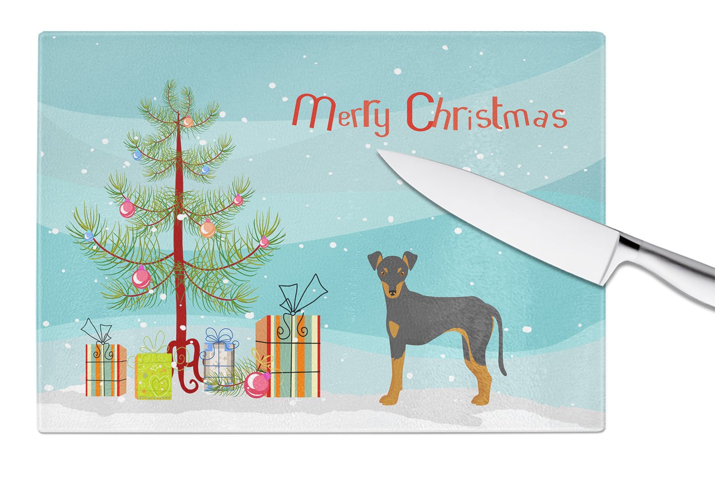 Manchester Terrier Christmas Tree Glass Cutting Board Large CK3472LCB by Caroline's Treasures