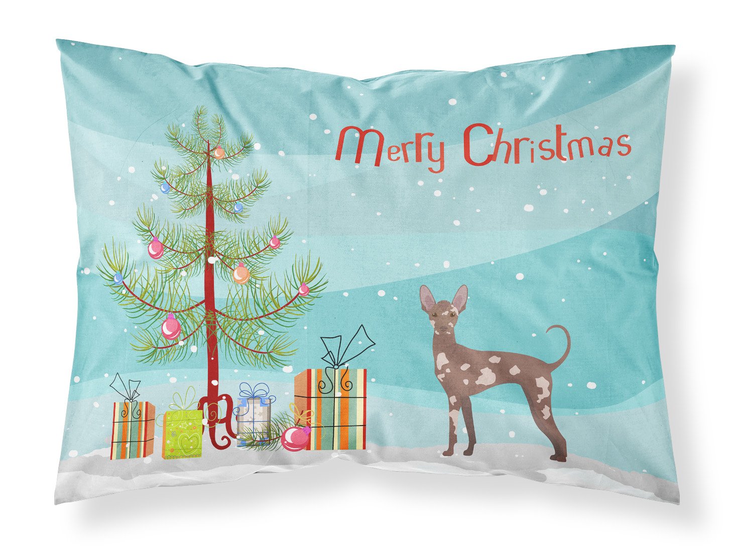 Caroline's Treasures Mexican Hairless Dog Christmas Tree Standard Pillowcase – Artistic Decorative Front, White Back CK3473PILLOWCASE