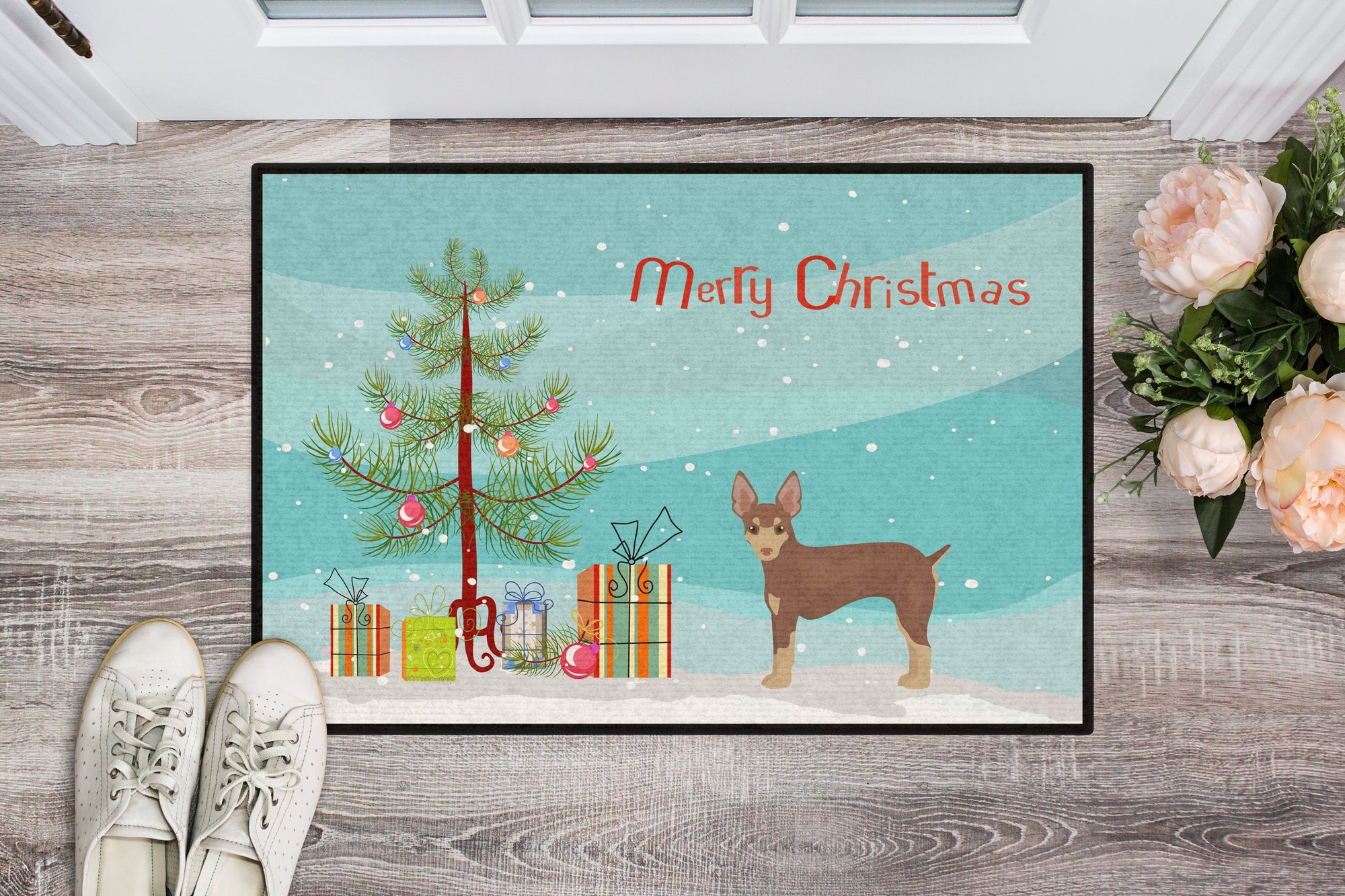 Miniature Fox Terrier Christmas Tree Indoor or Outdoor Mat 24x36 CK3474JMAT by Caroline's Treasures