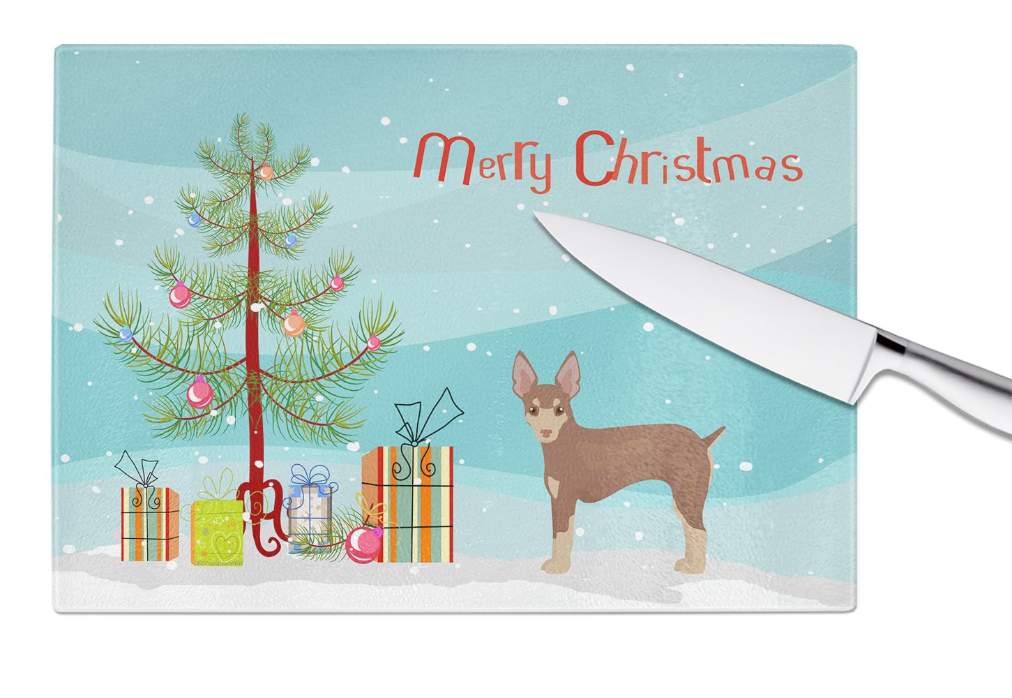 Miniature Fox Terrier Christmas Tree Glass Cutting Board Large CK3474LCB by Caroline's Treasures