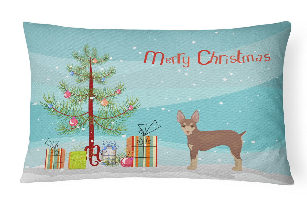 Miniature Fox Terrier Christmas Tree Canvas Fabric Decorative Pillow CK3474PW1216 by Caroline&#39;s Treasures