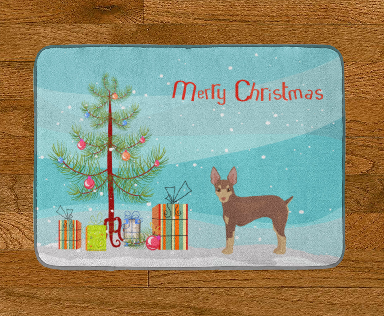 Miniature Fox Terrier Christmas Tree Machine Washable Memory Foam Mat CK3474RUG - the-store.com