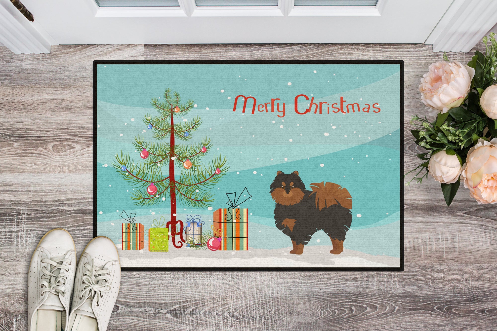 Pomeranian Christmas Tree Indoor or Outdoor Mat 24x36 CK3477JMAT by Caroline's Treasures