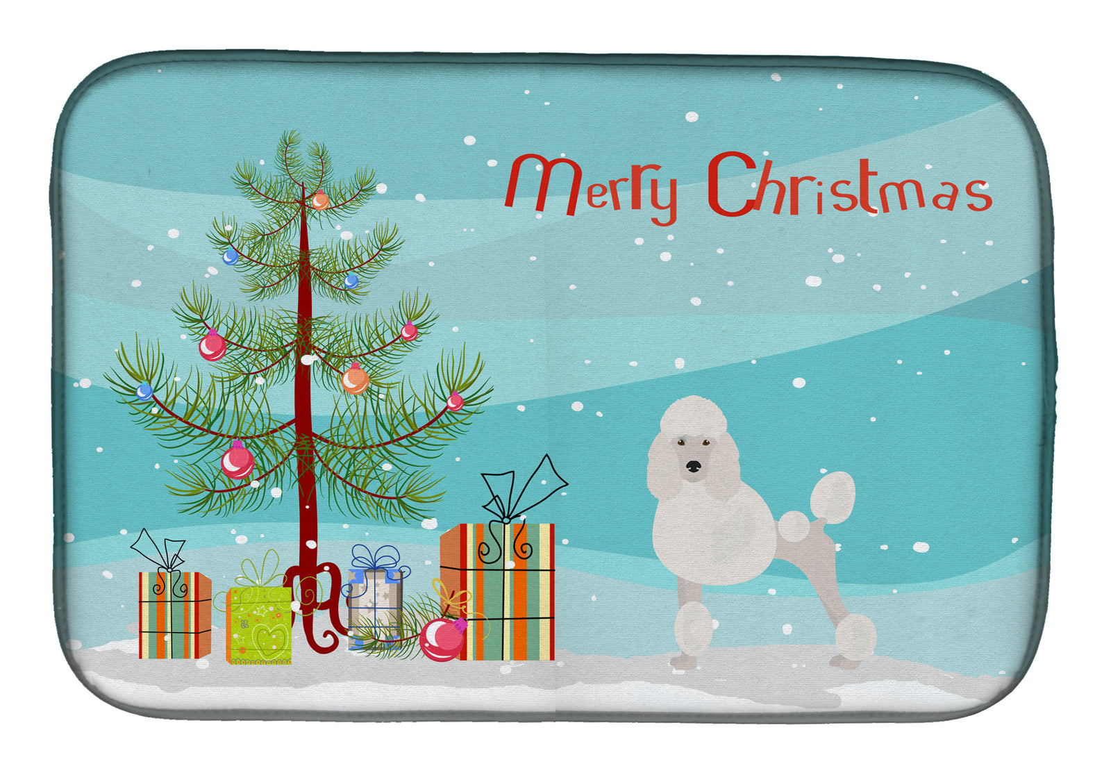 Miniature Poodle Christmas Tree Dish Drying Mat CK3478DDM  the-store.com.