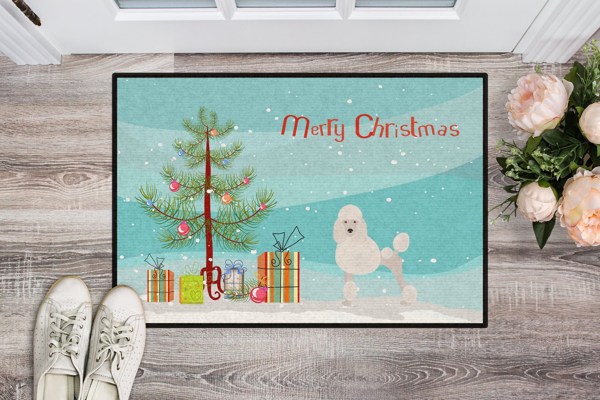 Miniature Poodle Christmas Tree Indoor or Outdoor Mat 24x36 CK3478JMAT by Caroline's Treasures