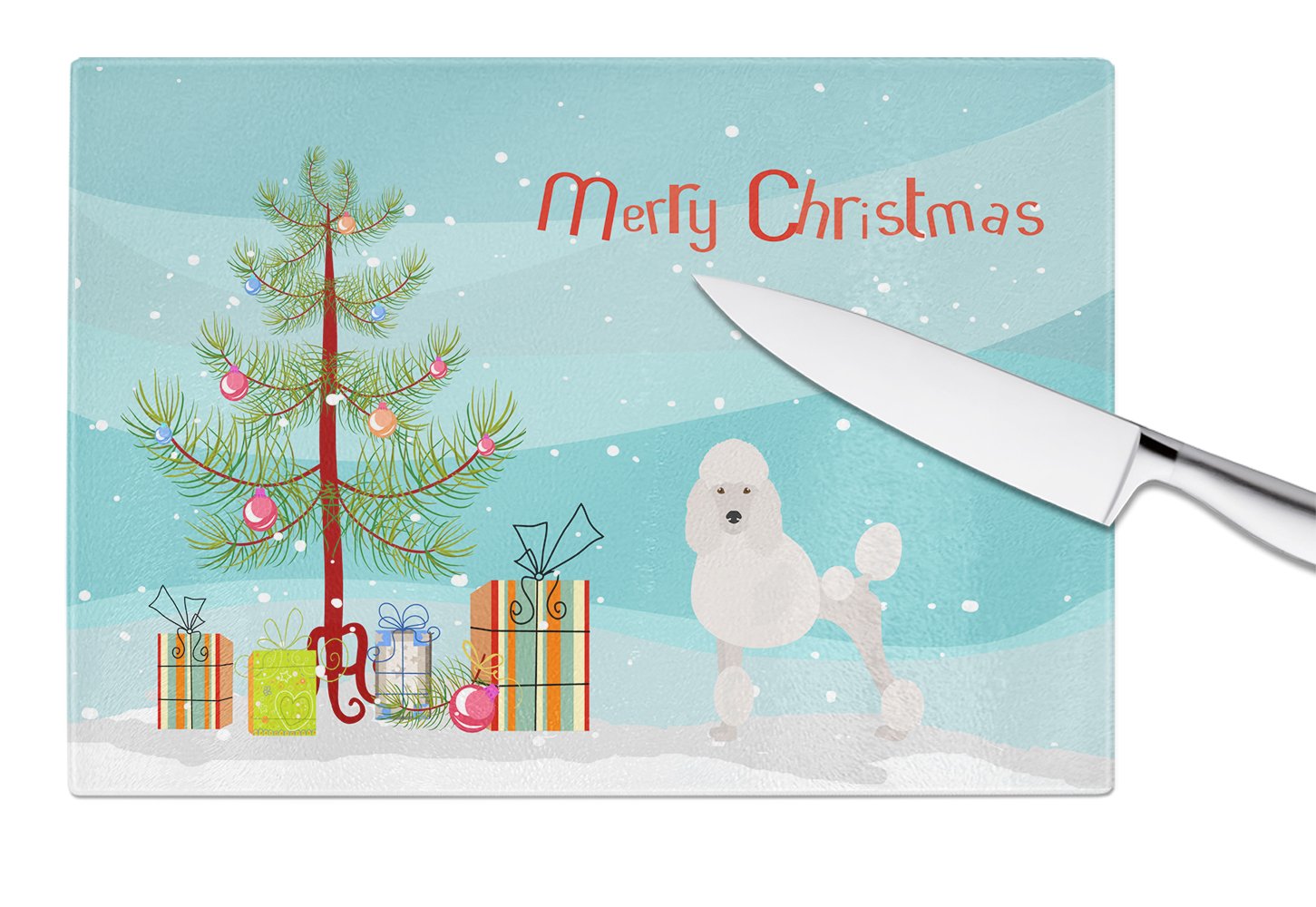 Miniature Poodle Christmas Tree Glass Cutting Board Large CK3478LCB by Caroline's Treasures