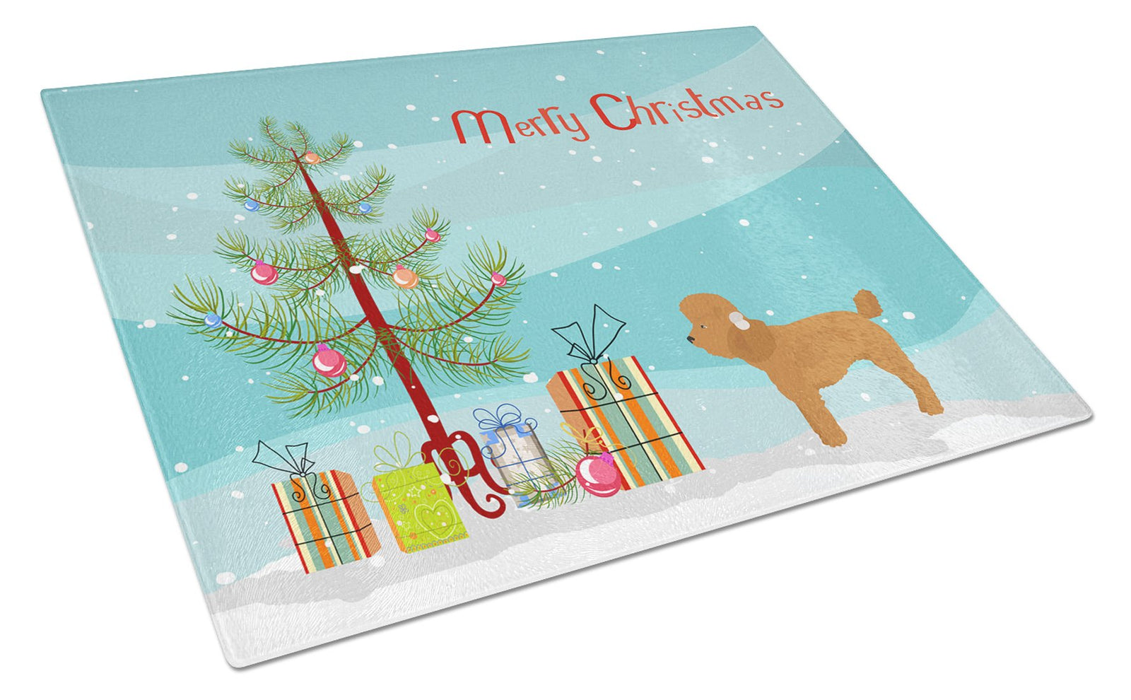 Toy Poodle Christmas Tree Glass Cutting Board Large CK3479LCB by Caroline's Treasures