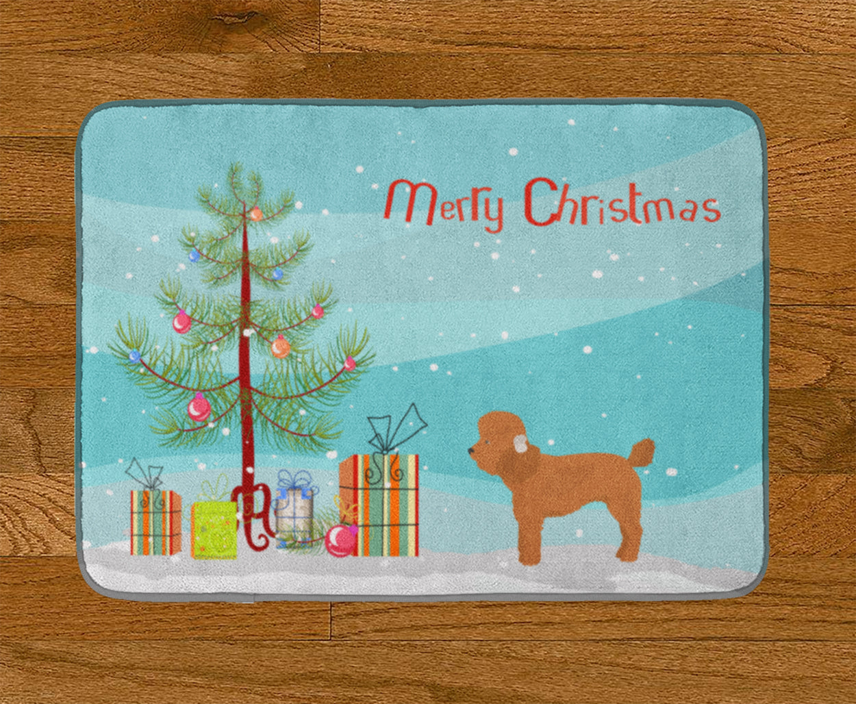 Toy Poodle Christmas Tree Machine Washable Memory Foam Mat CK3479RUG - the-store.com