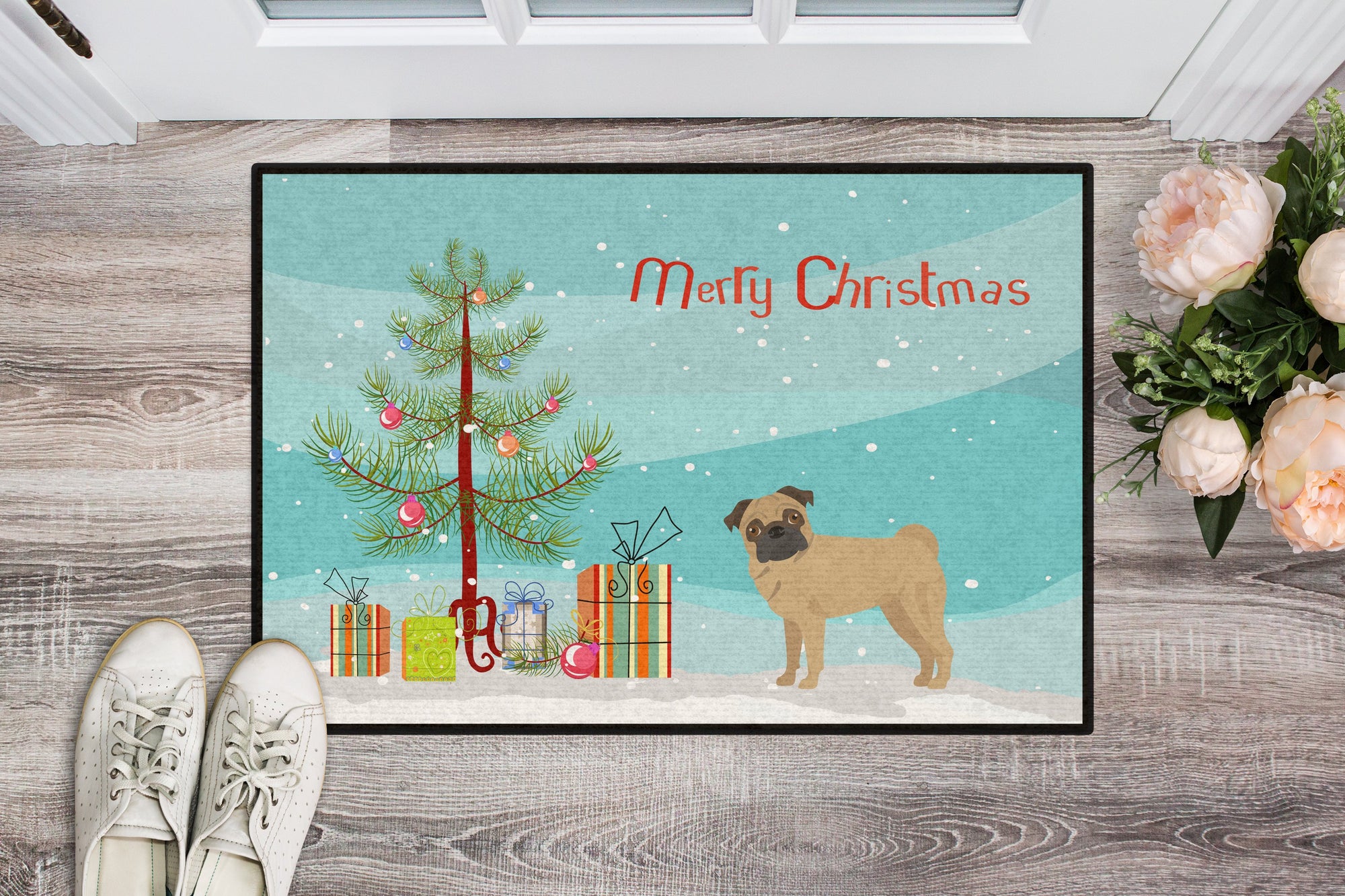 Pug Christmas Tree Indoor or Outdoor Mat 24x36 CK3481JMAT by Caroline's Treasures