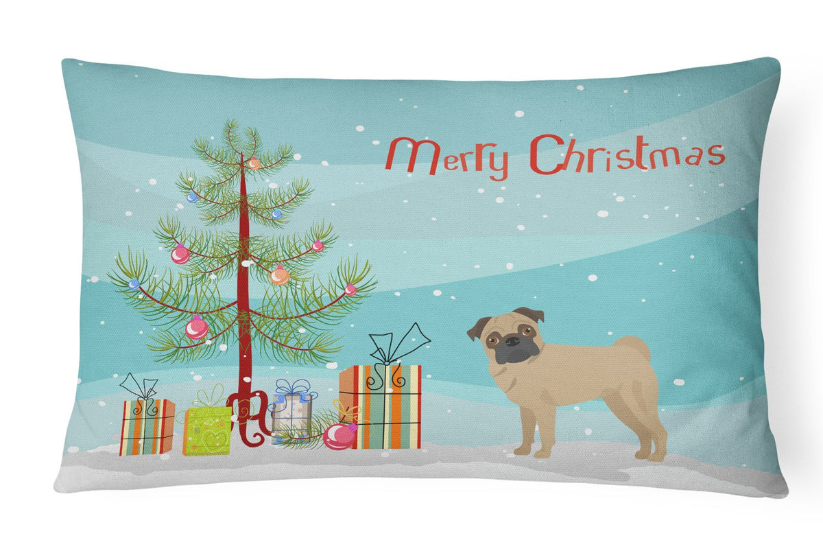Pug Christmas Tree Canvas Fabric Decorative Pillow CK3481PW1216 by Caroline&#39;s Treasures