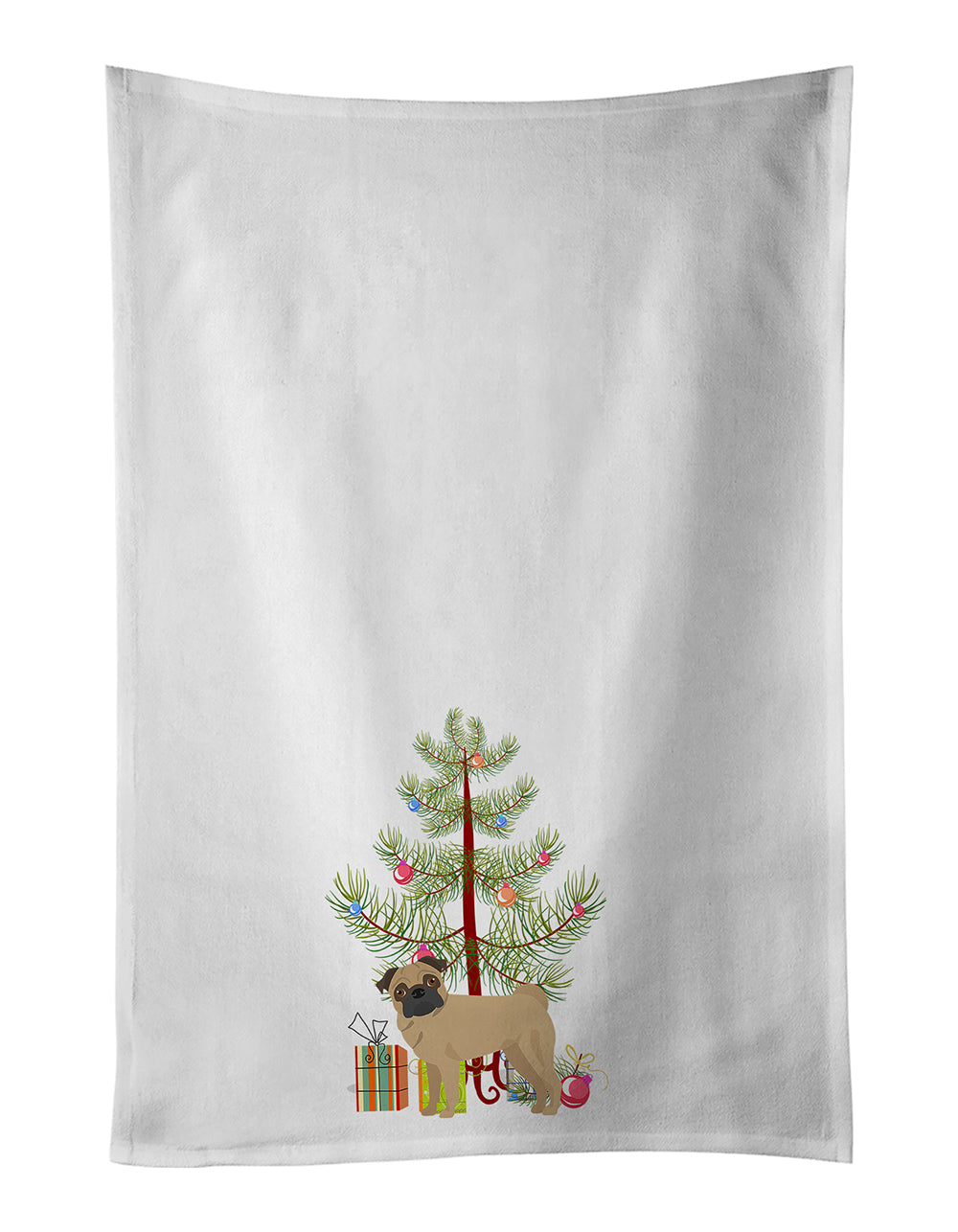 Buy this Pug Christmas Tree White Kitchen Towel Set of 2