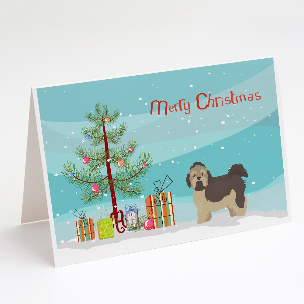 Buy this Russian Tsvetnaya Bolonka Lap Dog  Christmas Tree Greeting Cards and Envelopes Pack of 8