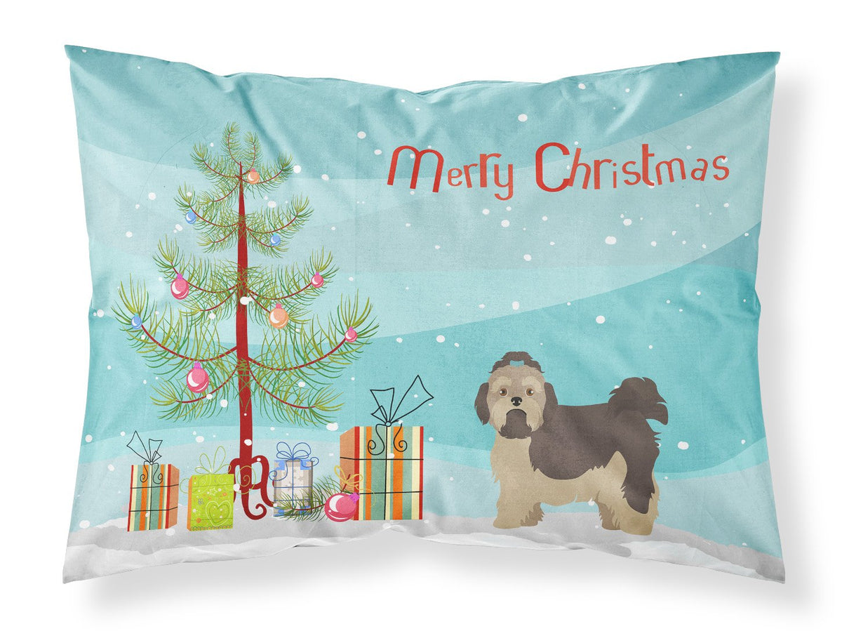 Russian Tsvetnaya Bolonka Lap Dog  Christmas Tree Fabric Standard Pillowcase CK3483PILLOWCASE by Caroline&#39;s Treasures