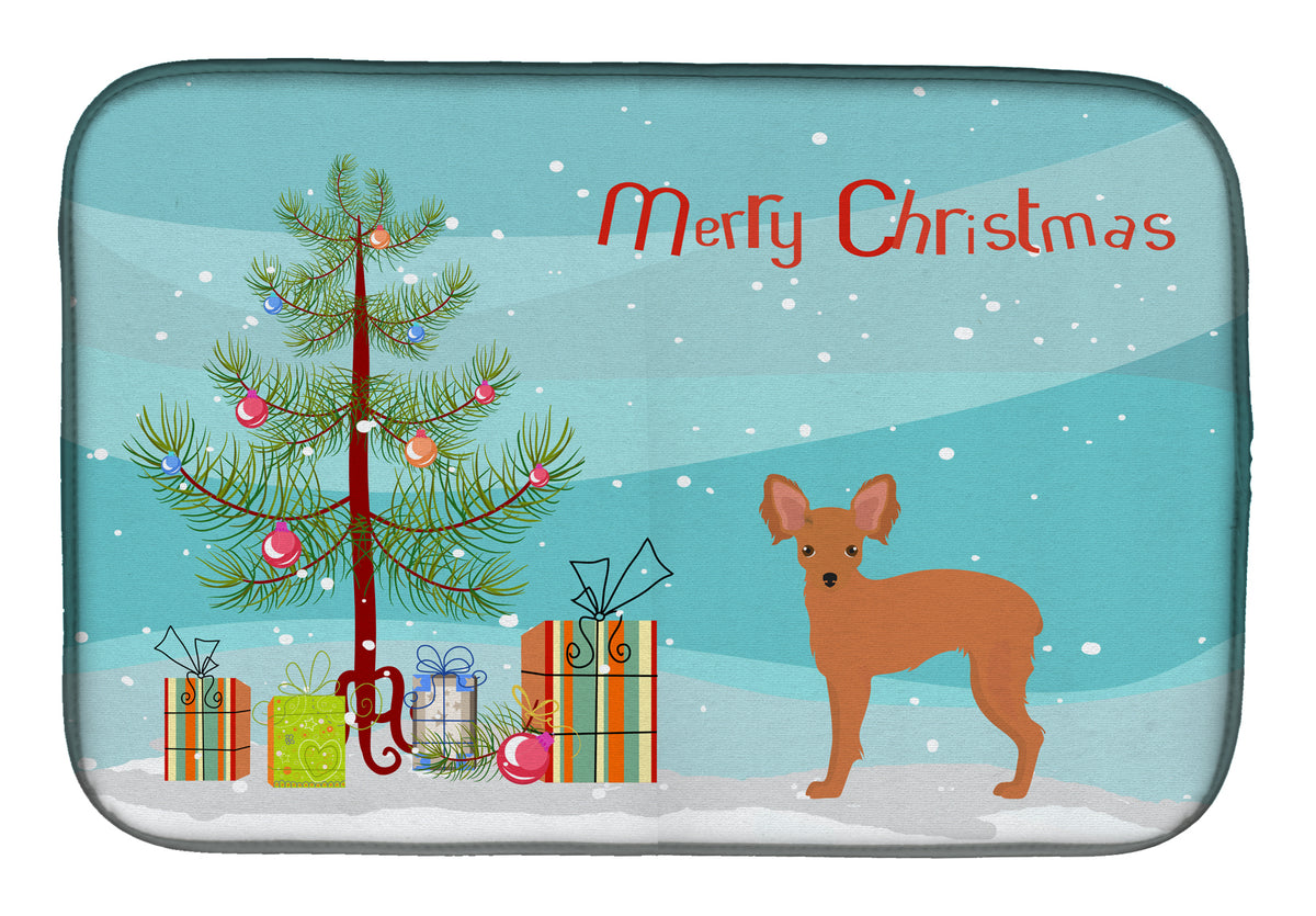Russkiy Toy or Russian Toy Terrier Christmas Tree Dish Drying Mat CK3484DDM