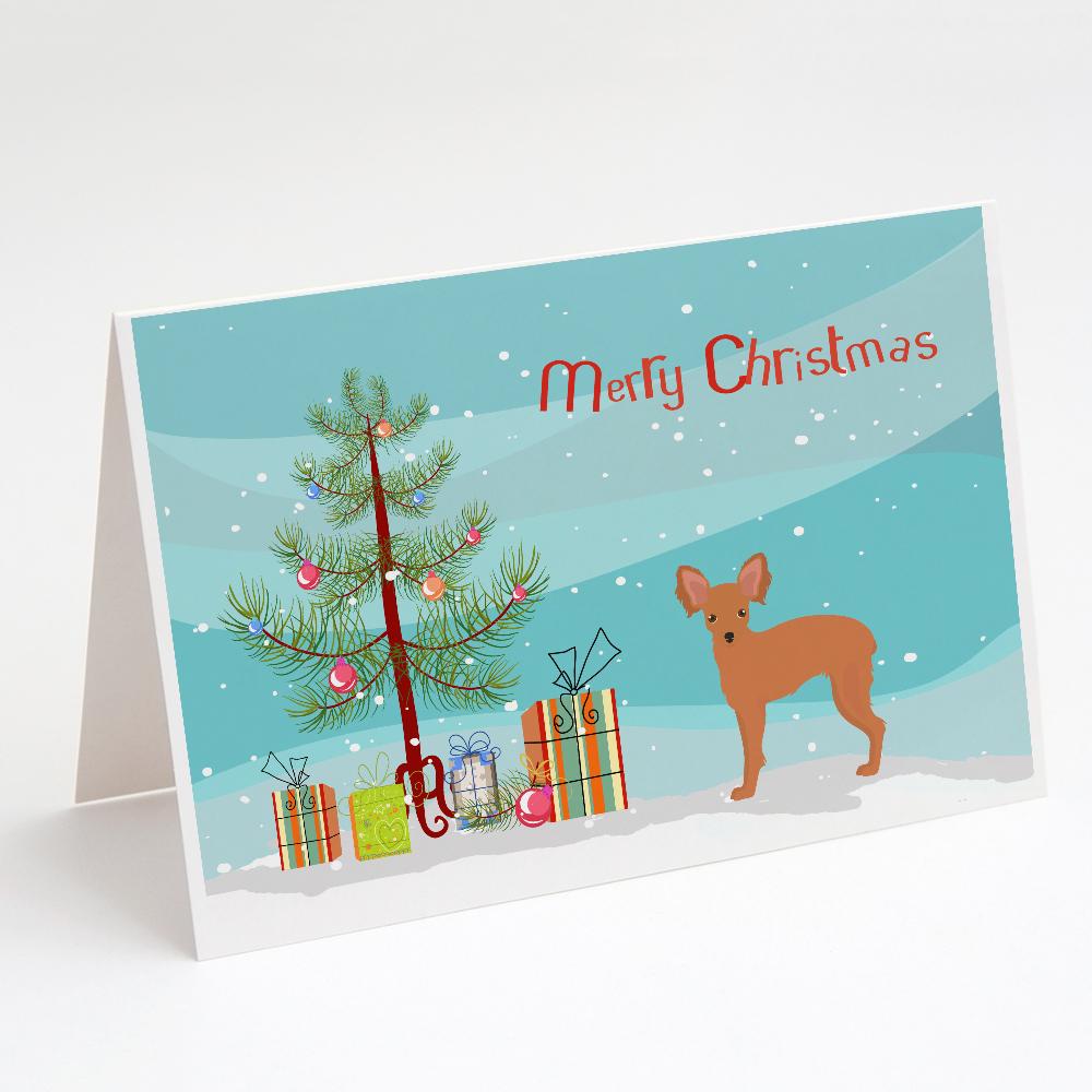 Buy this Russkiy Toy or Russian Toy Terrier Christmas Tree Greeting Cards and Envelopes Pack of 8