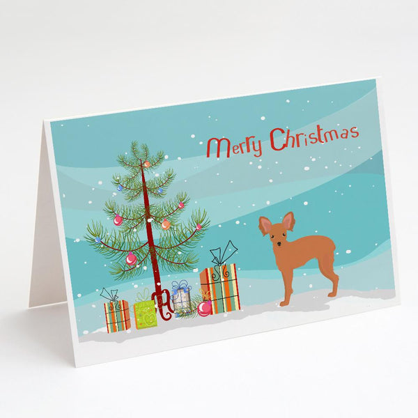 Buy this Russkiy Toy or Russian Toy Terrier Christmas Tree Greeting Cards and Envelopes Pack of 8