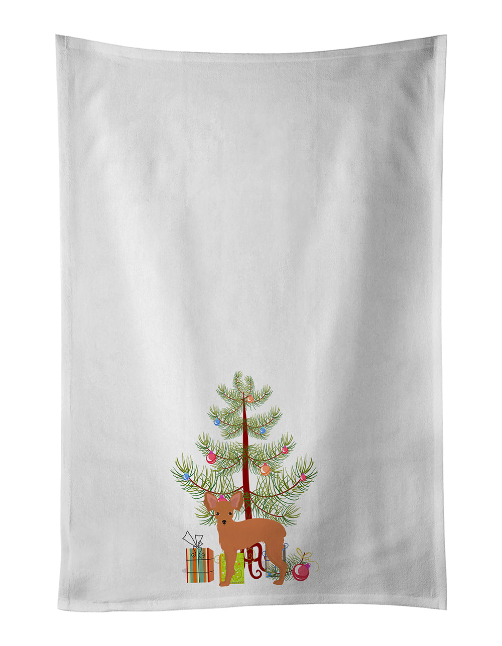 Buy this Russkiy Toy or Russian Toy Terrier Christmas Tree White Kitchen Towel Set of 2