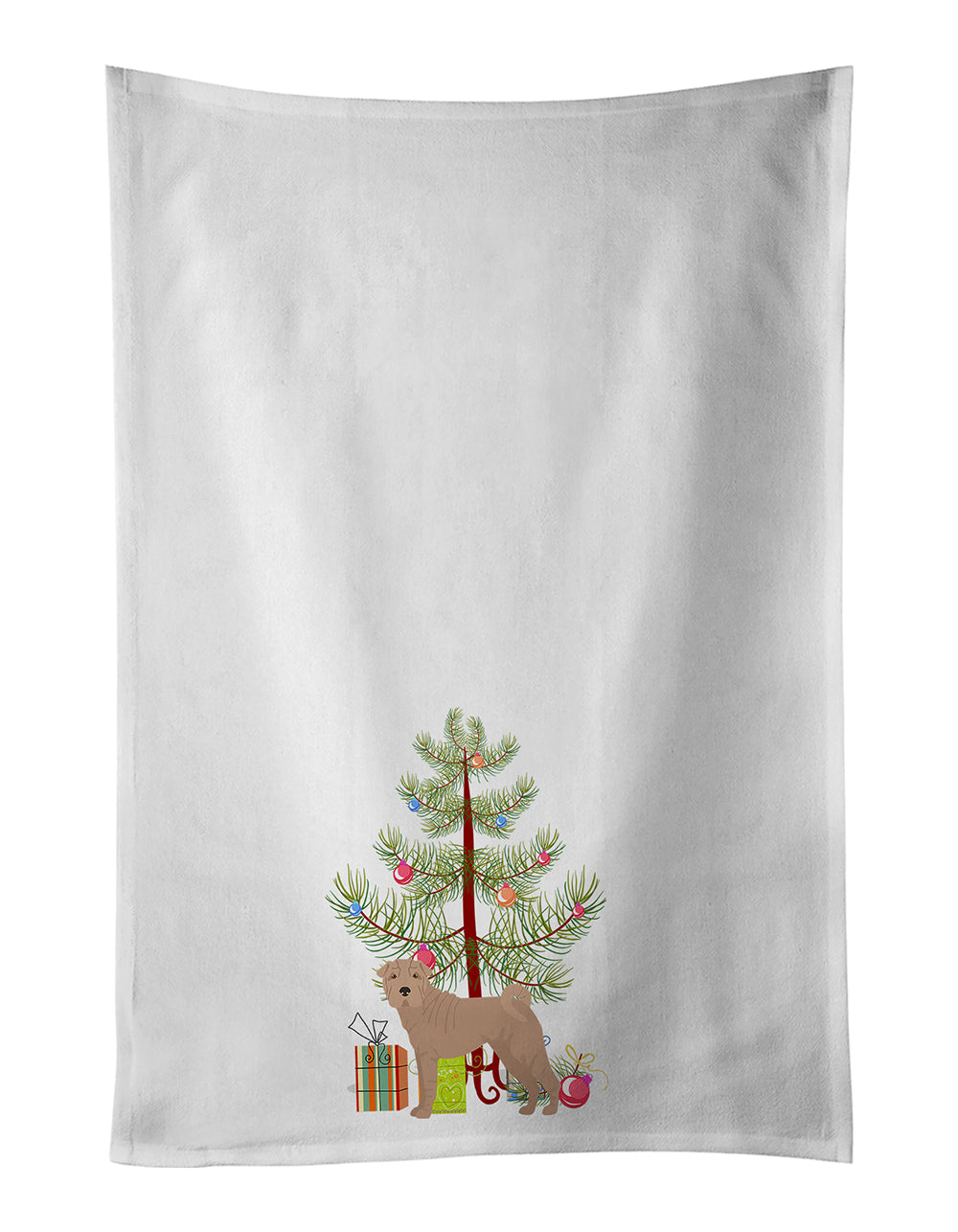 Buy this Shar Pei Christmas Tree White Kitchen Towel Set of 2