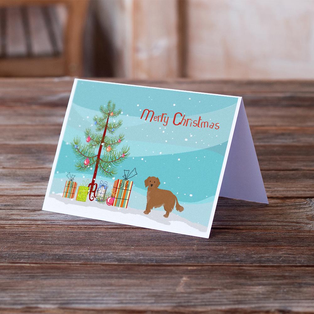 Buy this Small Greek Domestic Dog Kokoni Christmas Tree Greeting Cards and Envelopes Pack of 8