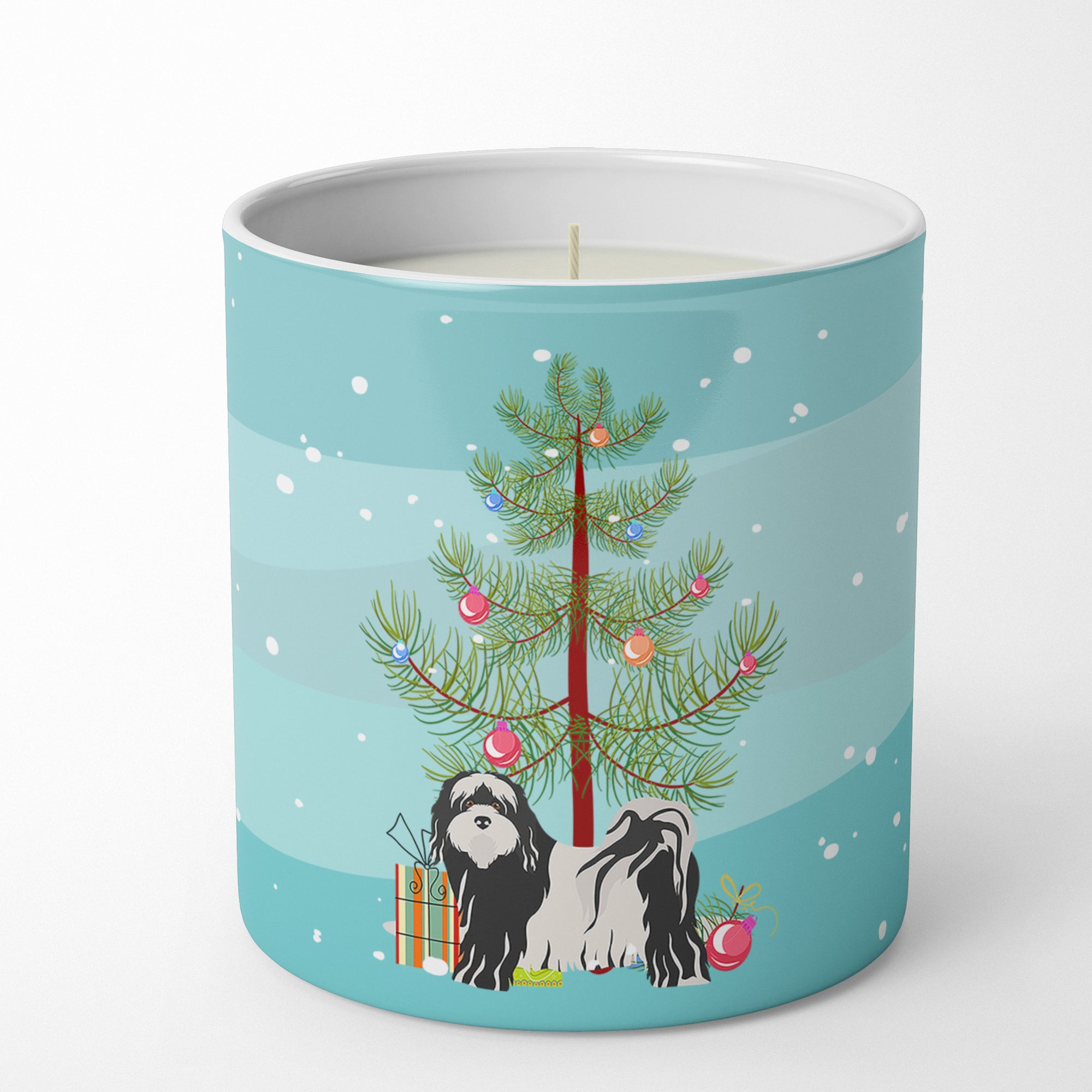 Caroline's Treasures Tibetan Terrier Christmas Tree 10 oz Decorative Soy Candle