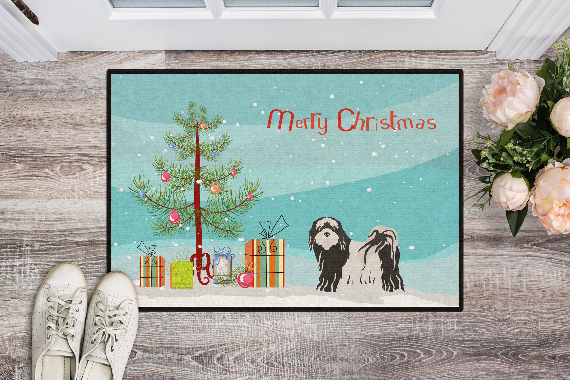 Tibetan Terrier Christmas Tree Indoor or Outdoor Mat 24x36 CK3489JMAT by Caroline's Treasures