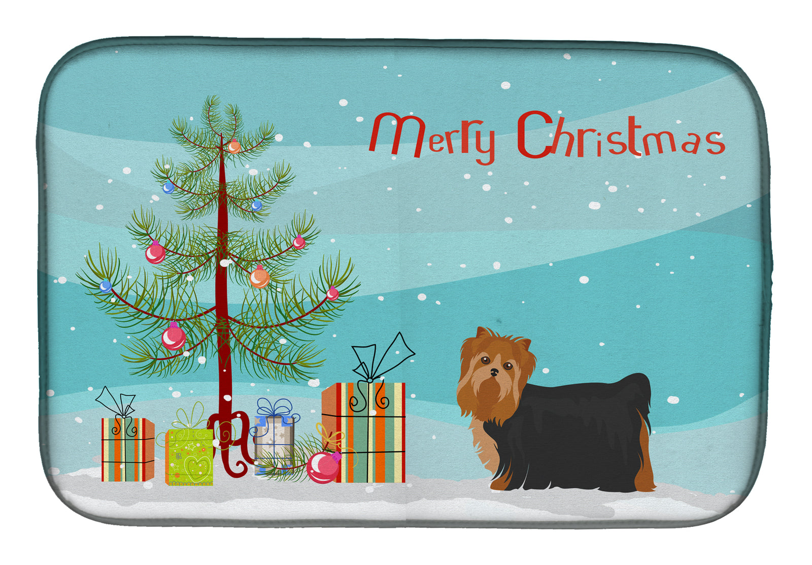 Yorkshire Terrier Christmas Tree Dish Drying Mat CK3490DDM  the-store.com.