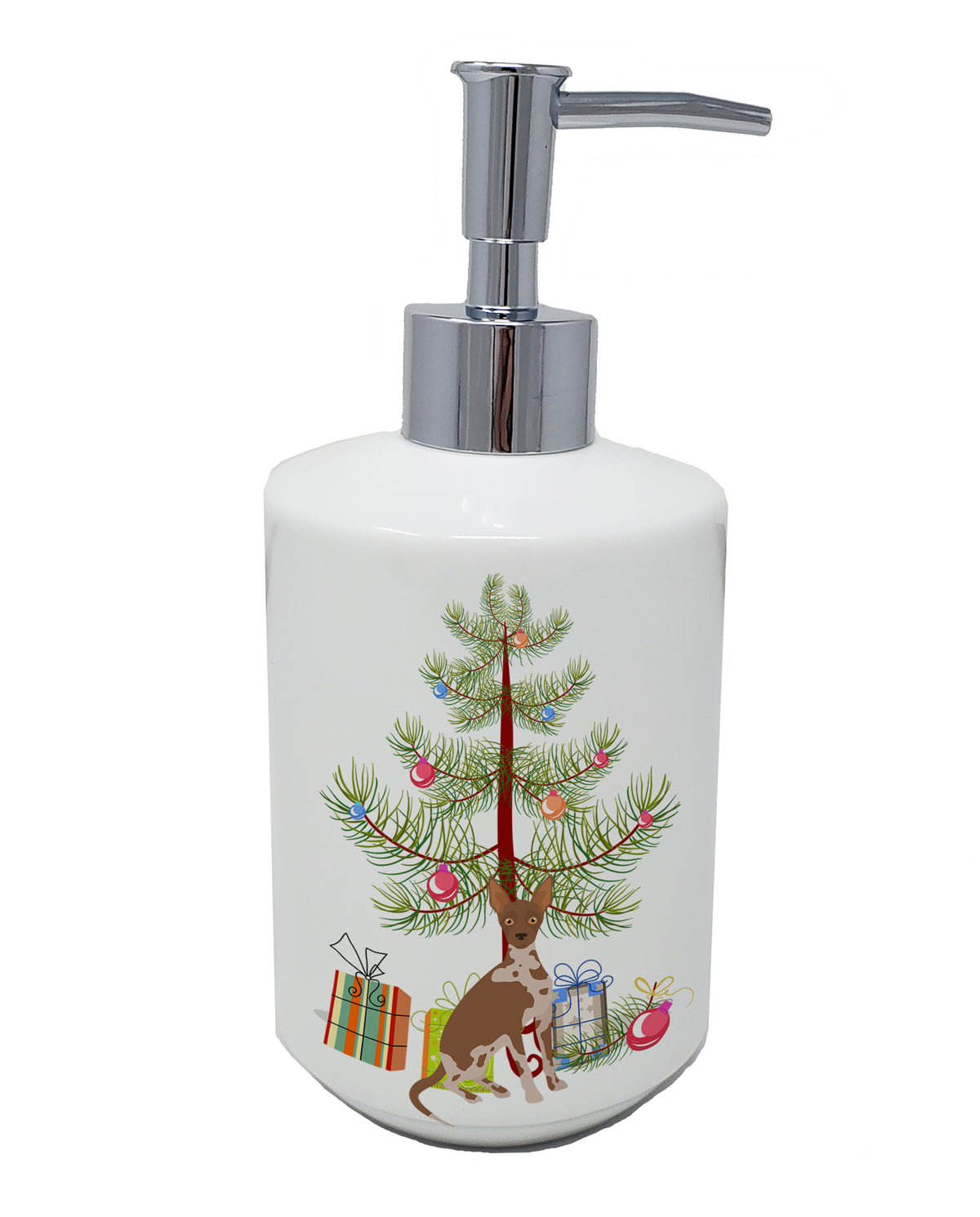 Buy this Tan Abyssinian or African Hairless Dog Christmas Tree Ceramic Soap Dispenser