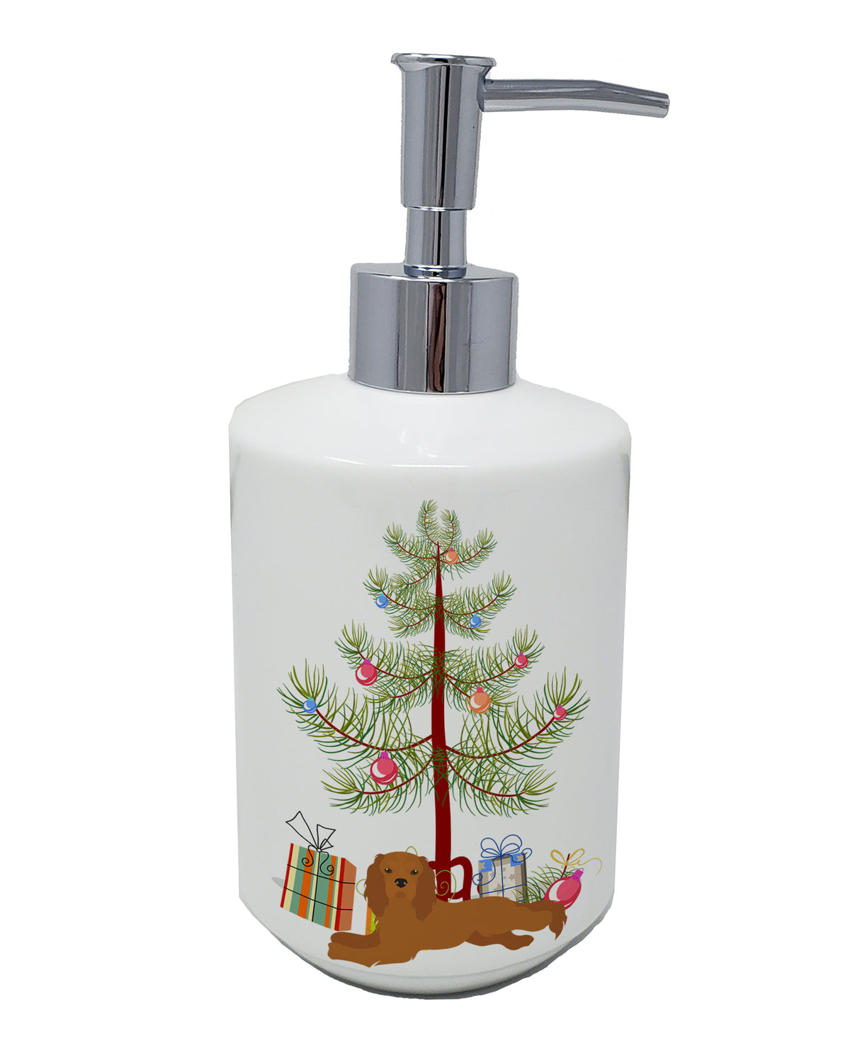 Buy this Ruby Cavalier King Charles Spaniel Christmas Tree Ceramic Soap Dispenser