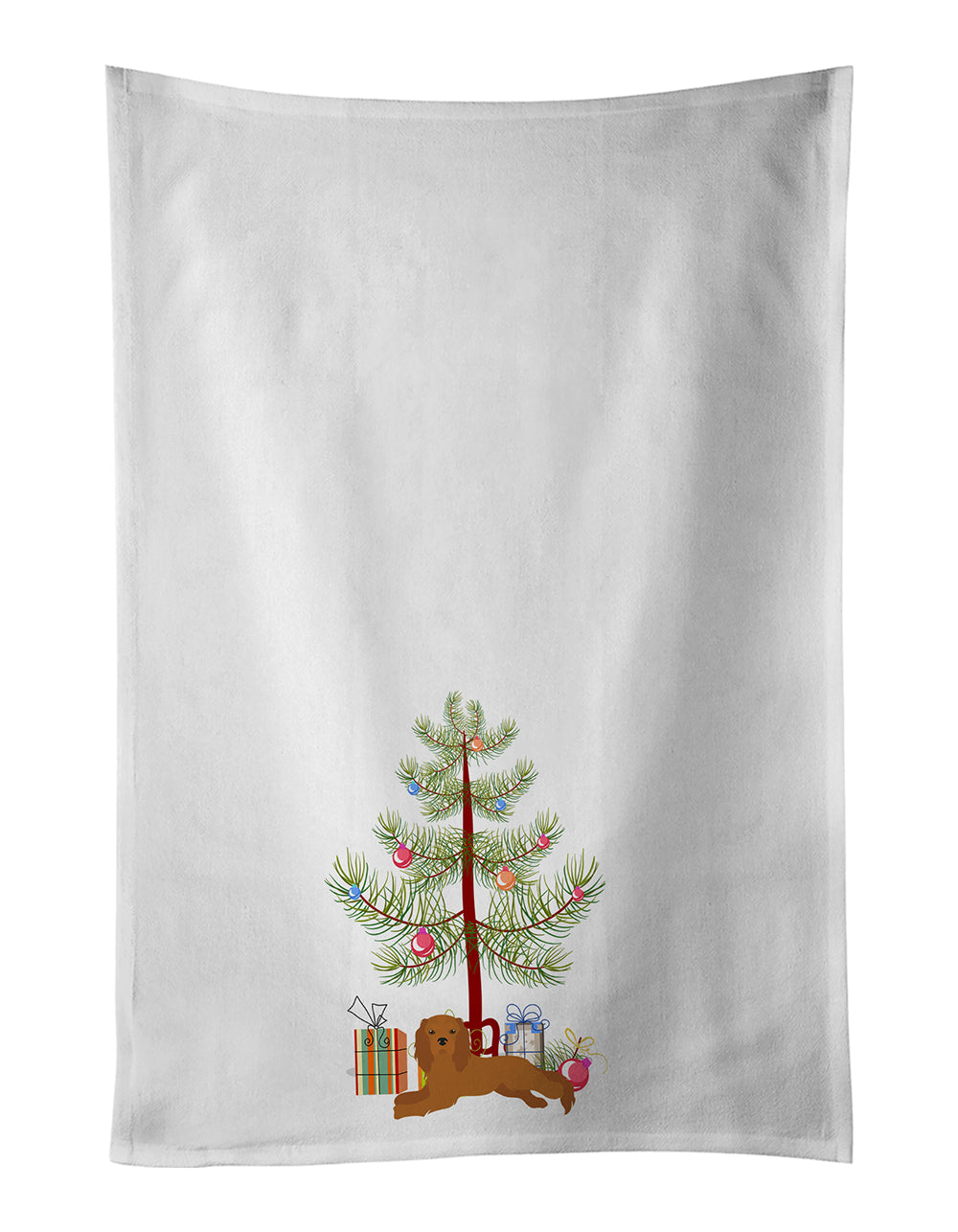 Buy this Ruby Cavalier King Charles Spaniel Christmas Tree White Kitchen Towel Set of 2