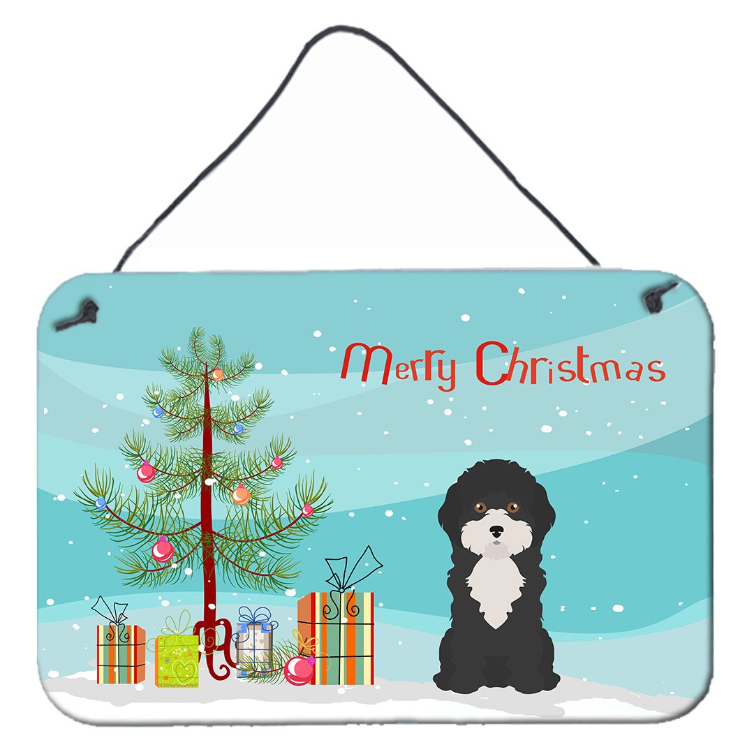Black and White Cyprus Poodle Christmas Tree Wall or Door Hanging Prints CK3497DS812 by Caroline&#39;s Treasures