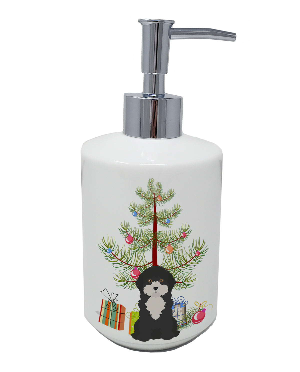Buy this Black and White Cyprus Poodle Christmas Tree Ceramic Soap Dispenser