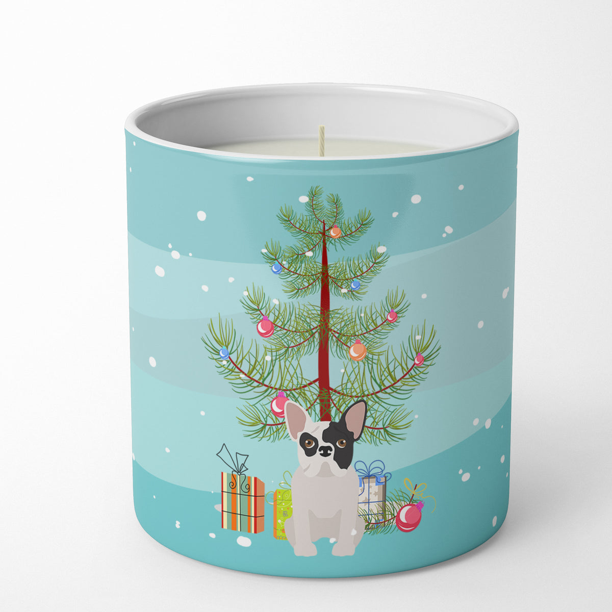 Buy this Black and White French Bulldog Christmas Tree 10 oz Decorative Soy Candle