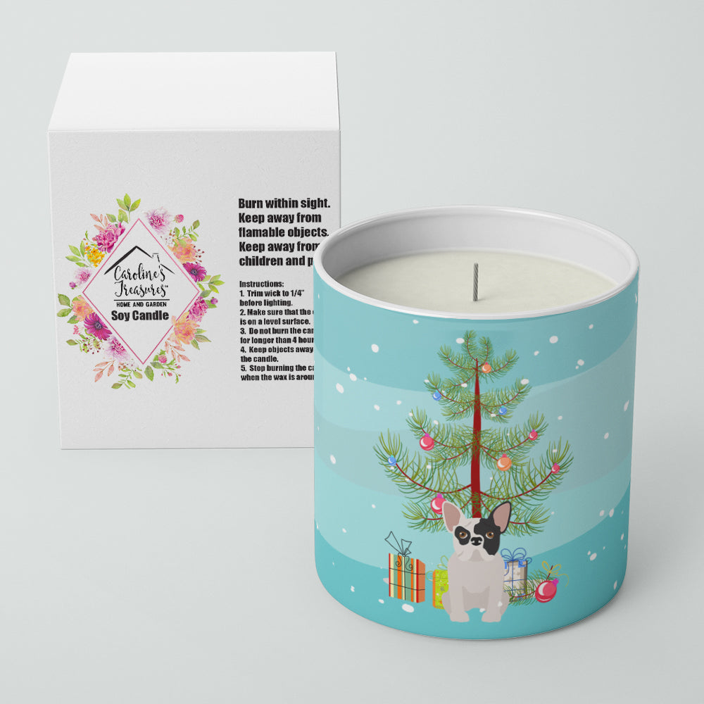 Black and White French Bulldog Christmas Tree 10 oz Decorative Soy Candle - the-store.com