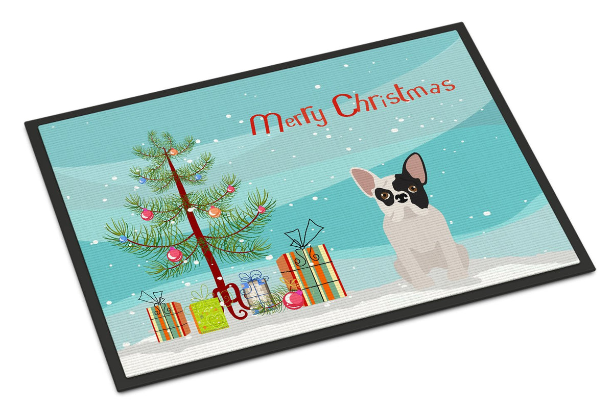 Black and White French Bulldog Christmas Tree Indoor or Outdoor Mat 24x36 CK3500JMAT by Caroline&#39;s Treasures