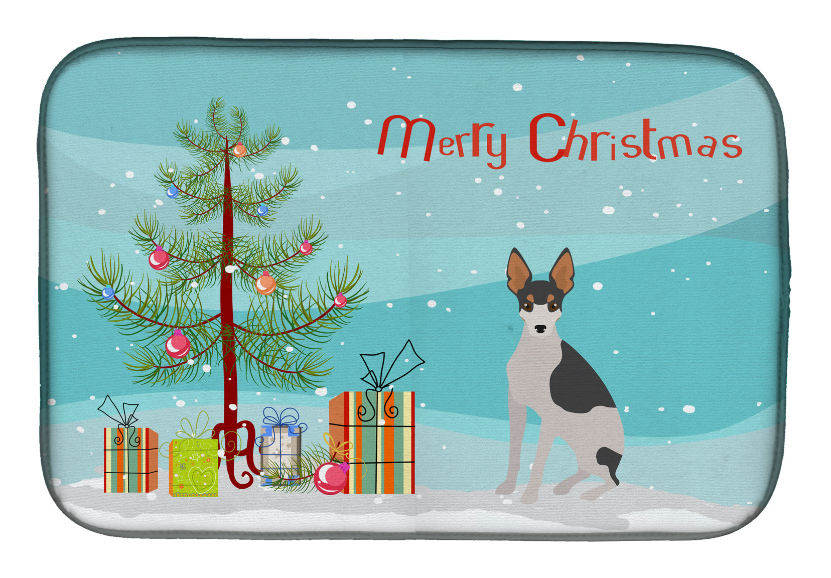 Miniature Fox Terrier #2 Christmas Tree Dish Drying Mat CK3502DDM  the-store.com.