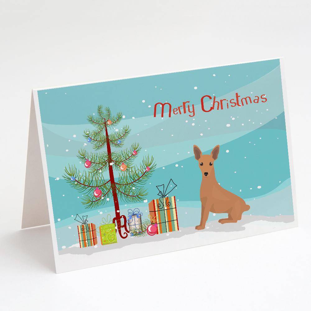 Buy this Miniature Pinscher Christmas Tree Greeting Cards and Envelopes Pack of 8