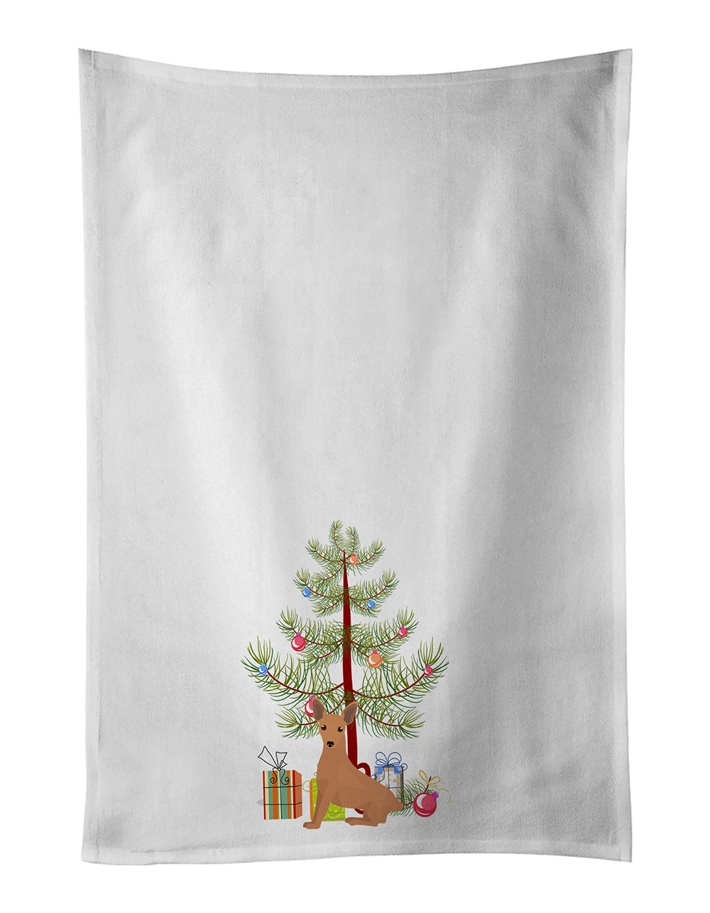 Buy this Miniature Pinscher Christmas Tree White Kitchen Towel Set of 2