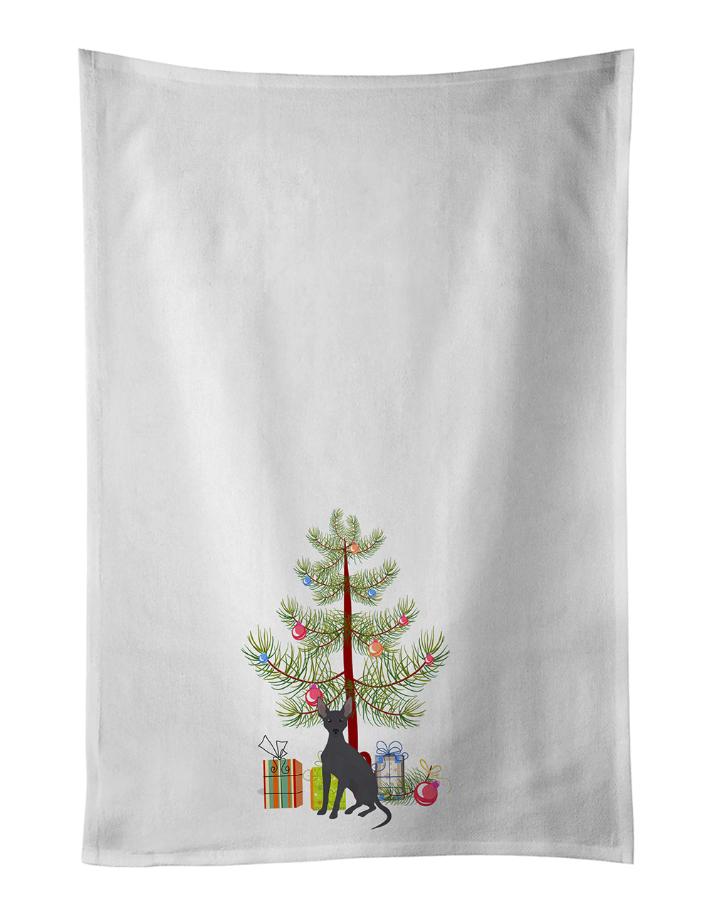 Buy this Peruvian Hairless Dog Christmas Tree White Kitchen Towel Set of 2