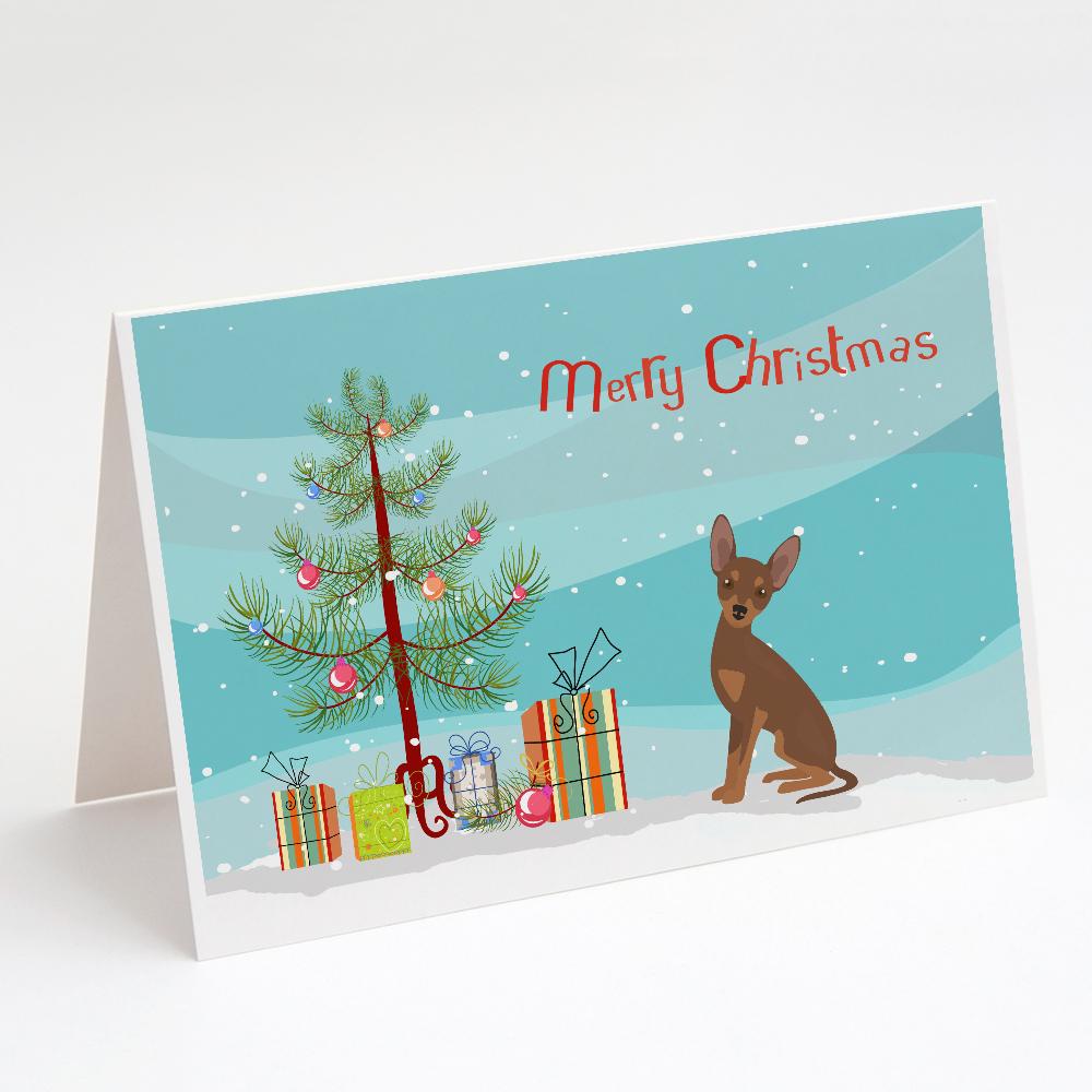 Buy this Brown Prague Ratter Christmas Tree Greeting Cards and Envelopes Pack of 8