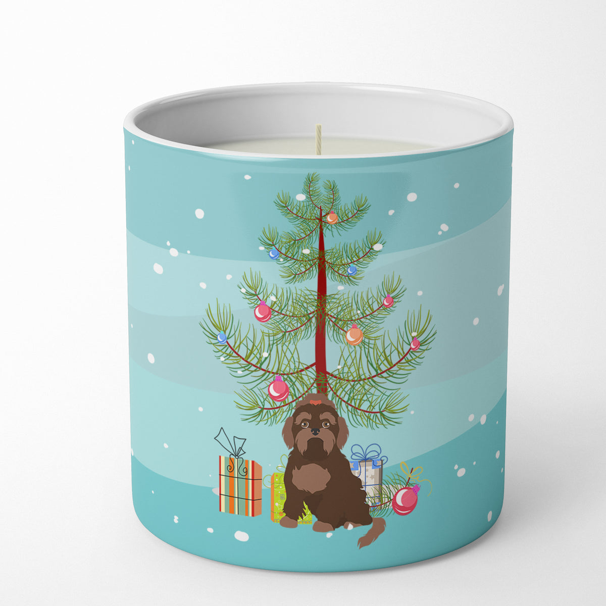 Buy this Brown Russian Tsvetnaya Bolonka Lap Dog Christmas Tree 10 oz Decorative Soy Candle