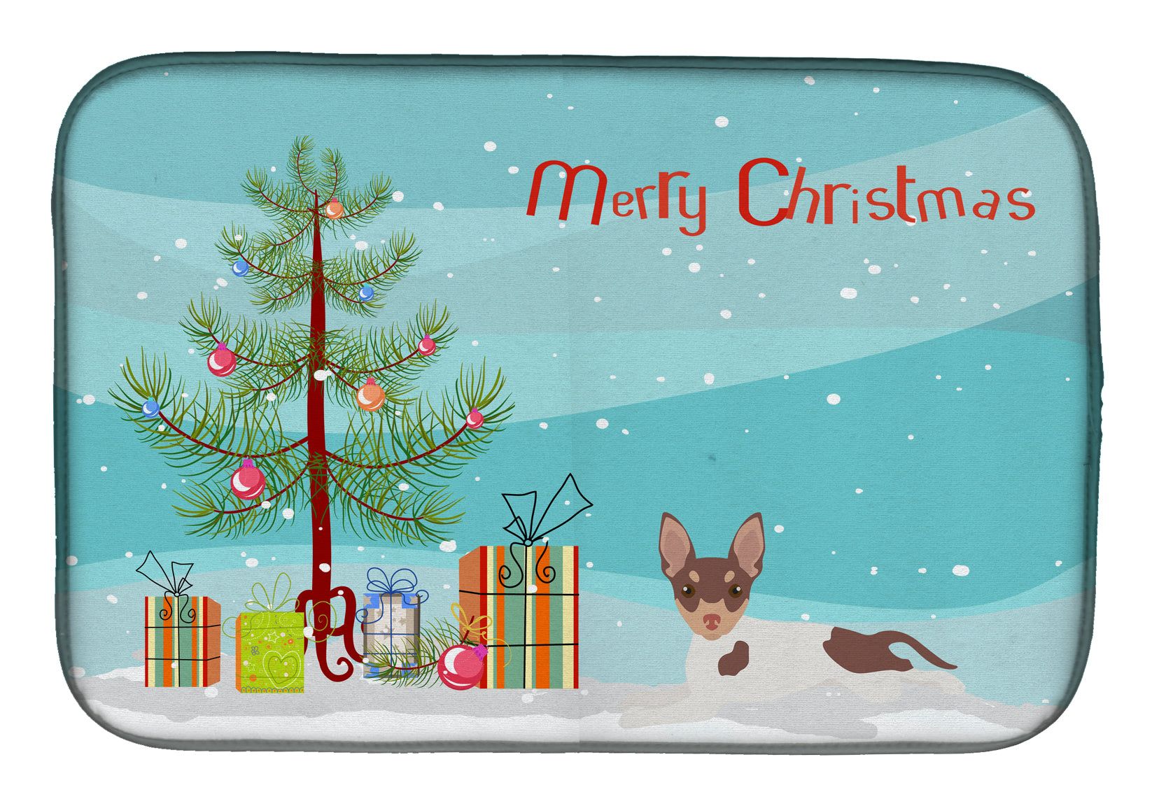 Toy Fox Terrier Christmas Tree Dish Drying Mat CK3511DDM  the-store.com.