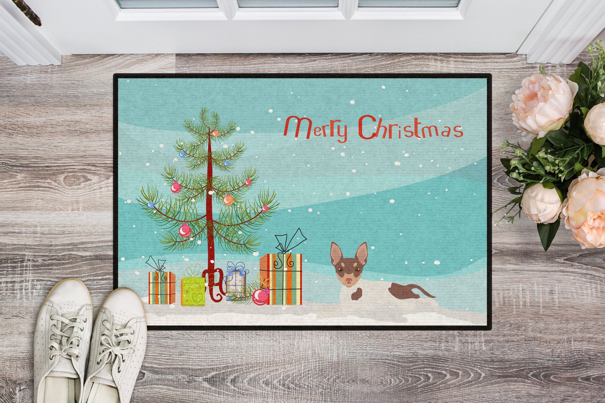 Toy Fox Terrier Christmas Tree Indoor or Outdoor Mat 24x36 CK3511JMAT by Caroline's Treasures