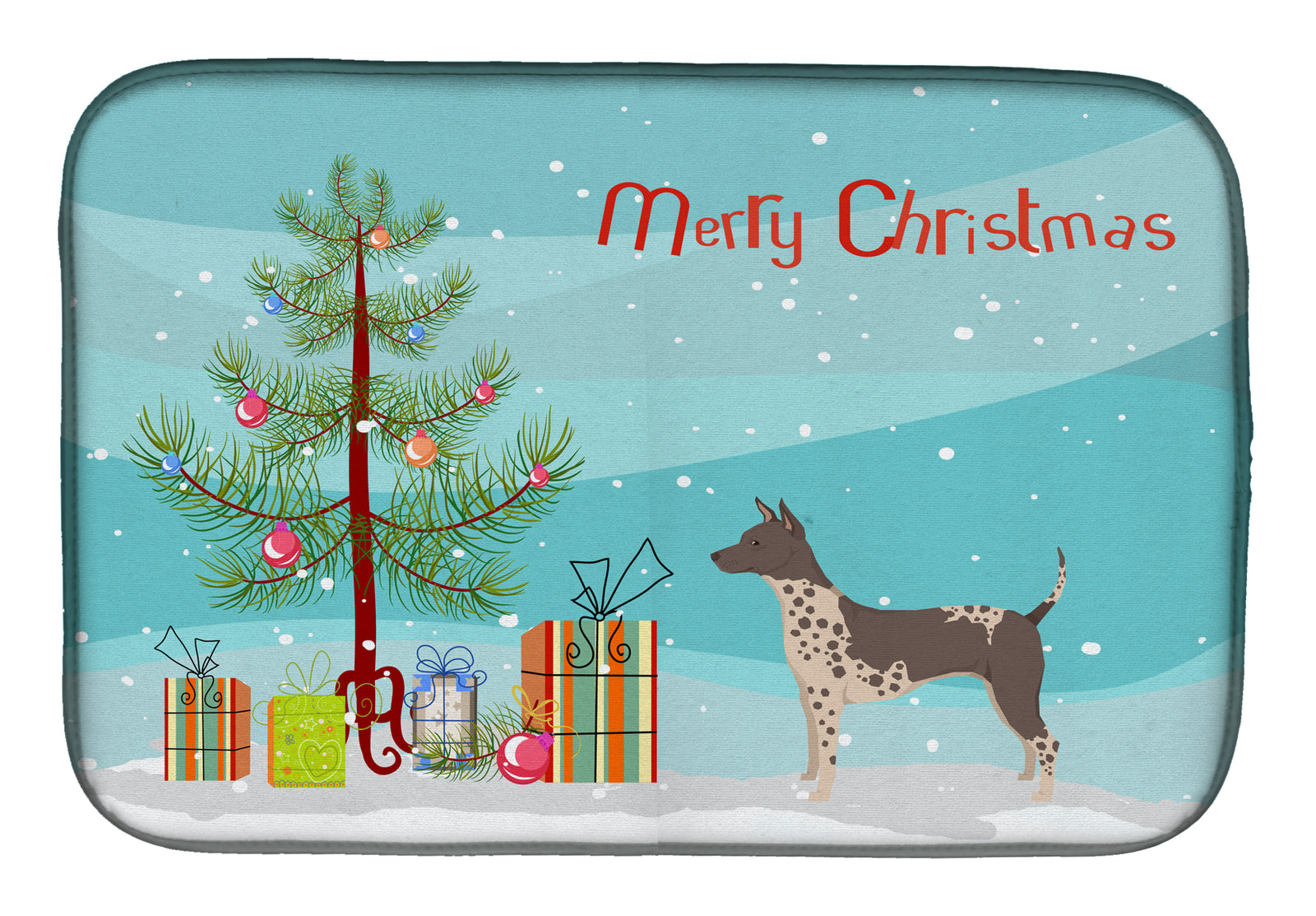 American Hairless Terrier Christmas Tree Dish Drying Mat CK3514DDM  the-store.com.