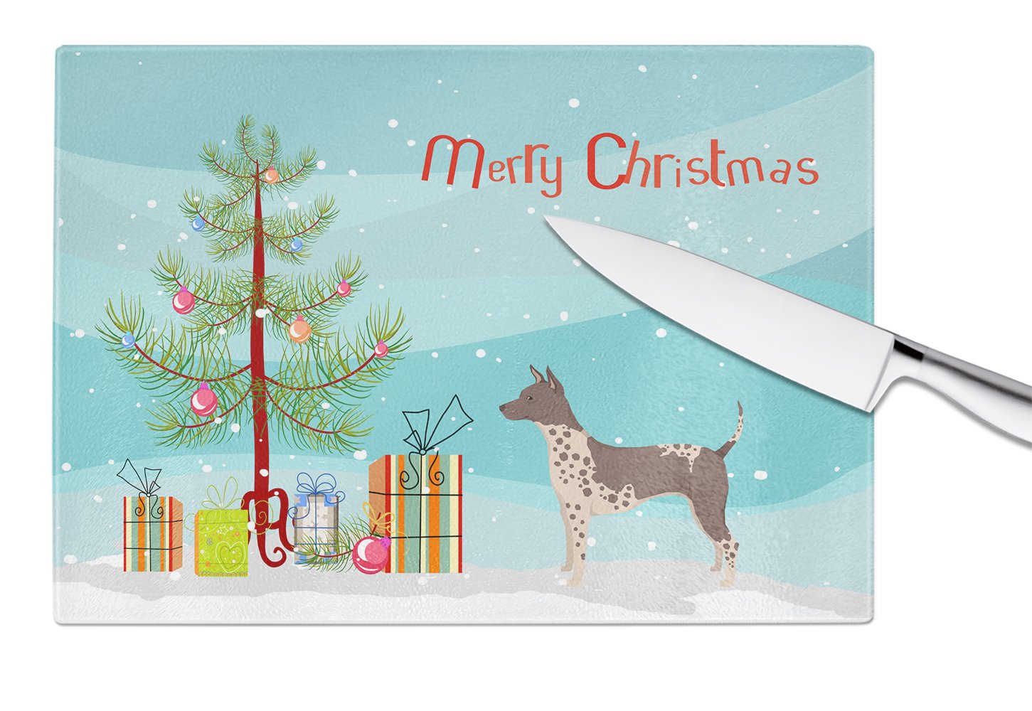 American Hairless Terrier Christmas Tree Glass Cutting Board Large CK3514LCB by Caroline's Treasures