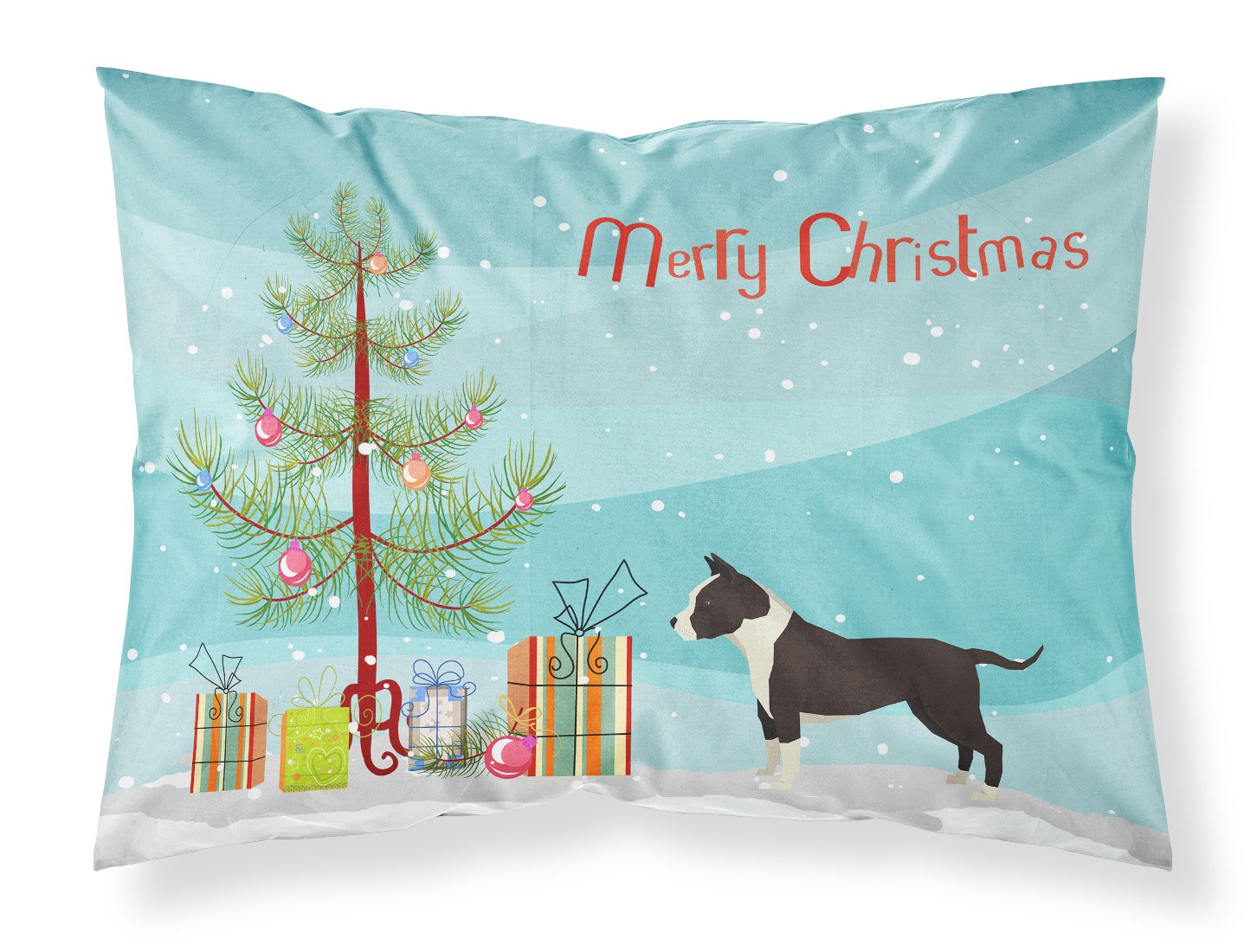 American Staffordshire Terrier Christmas Tree Fabric Standard Pillowcase CK3515PILLOWCASE by Caroline's Treasures