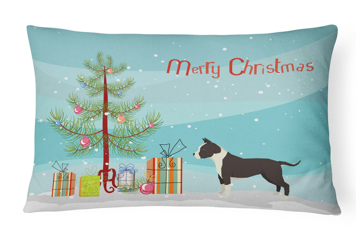 American Staffordshire Terrier Christmas Tree Canvas Fabric Decorative Pillow CK3515PW1216 by Caroline&#39;s Treasures