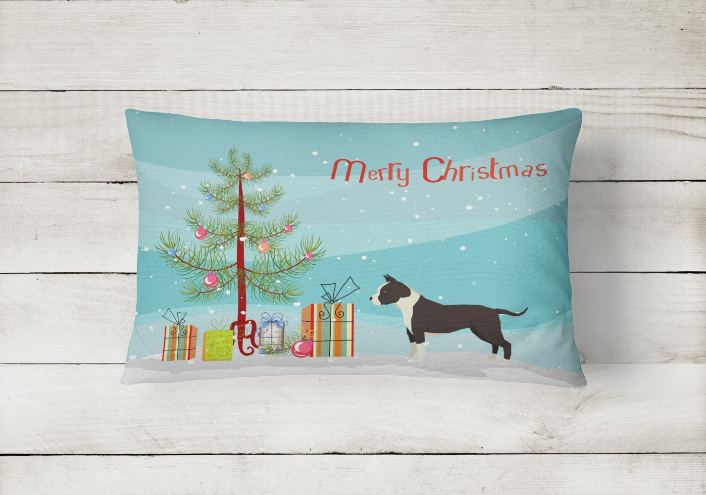 American Staffordshire Terrier Christmas Tree Canvas Fabric Decorative Pillow CK3515PW1216 by Caroline's Treasures
