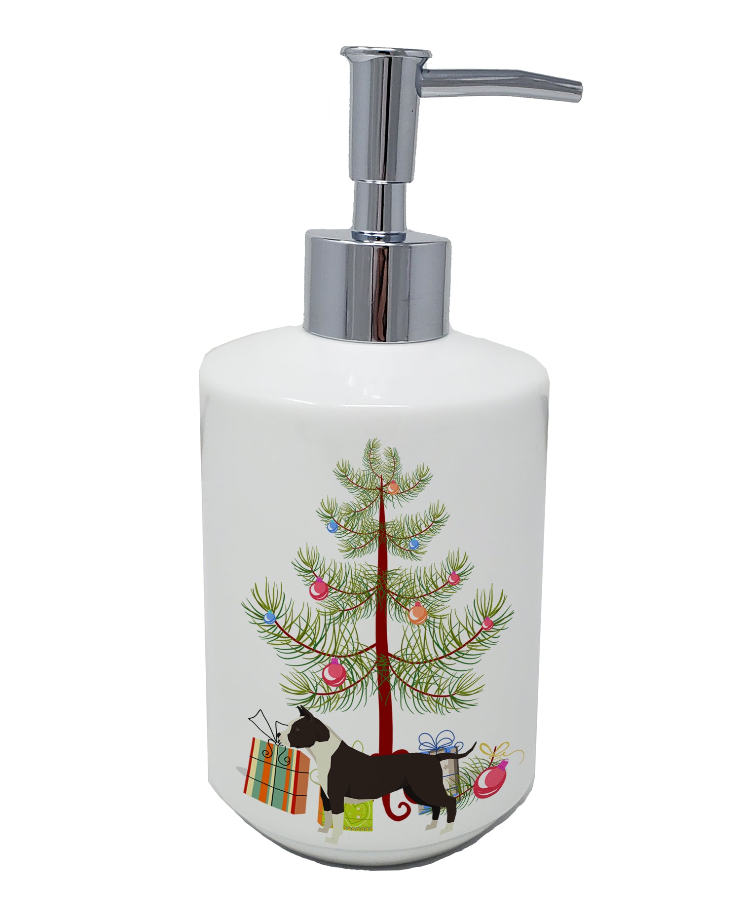 Buy this American Staffordshire Terrier Christmas Tree Ceramic Soap Dispenser