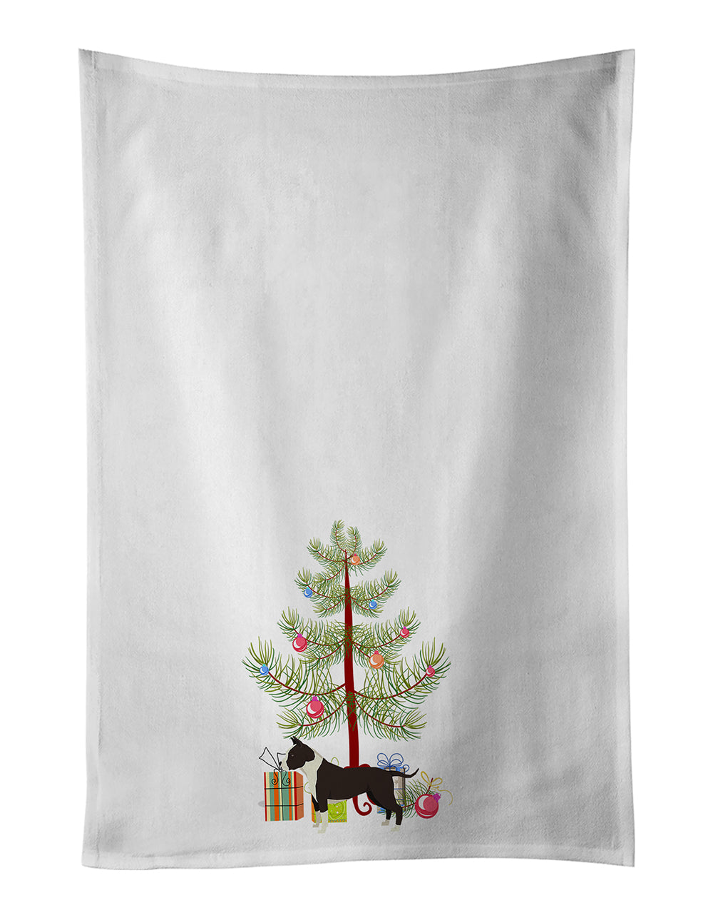 Buy this American Staffordshire Terrier Christmas Tree White Kitchen Towel Set of 2
